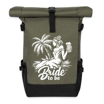 Bachelor party "Bride to be" motif in tropical party style - Roll Top Backpack - olive/black - Front