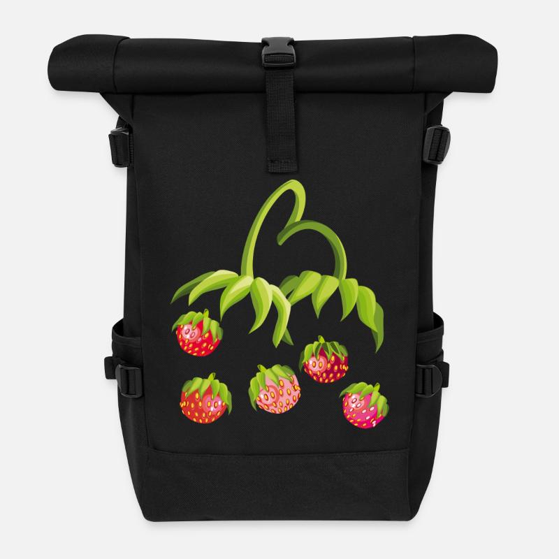 Erdbeerzeit Strawberry - Rolltop Rucksack - Schwarz