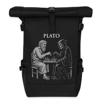 Plato and Grim Reaper play Chess Illustration - Roll Top Backpack - black - Front