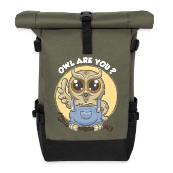 Owl are you ? - Rolltop Rucksack - Olive/Schwarz - Vorne