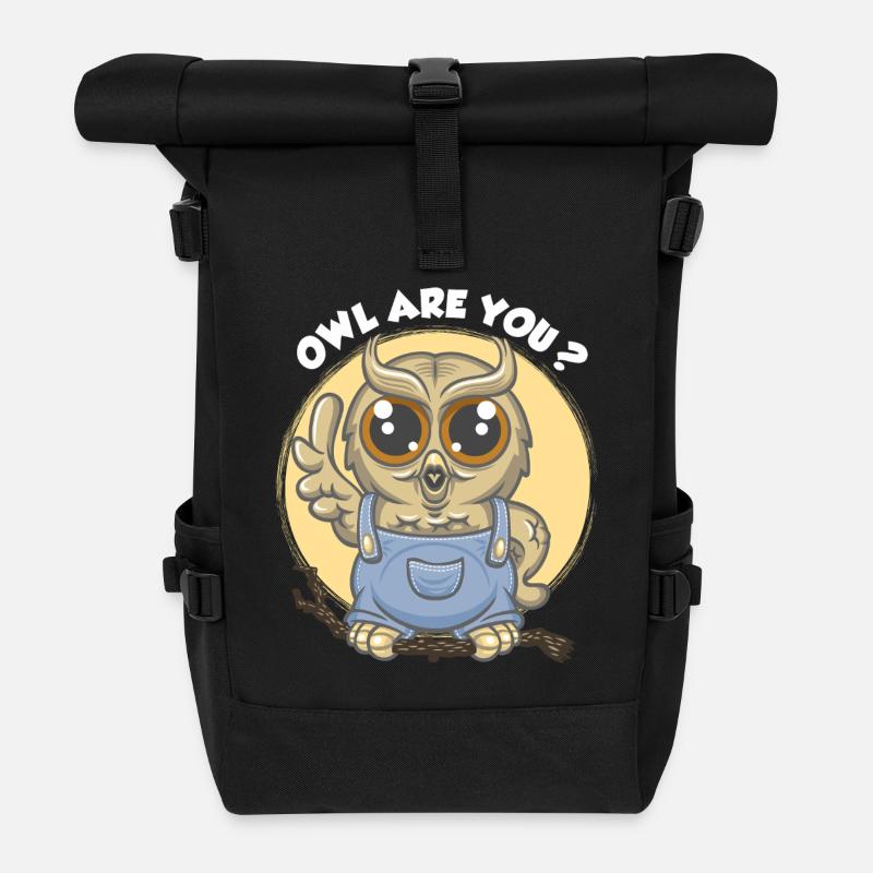 Owl are you ? - Roll Top Backpack - black