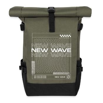 New Wave Musik Linie Abstraktes Design - Rolltop Rucksack - Olive/Schwarz - Vorne