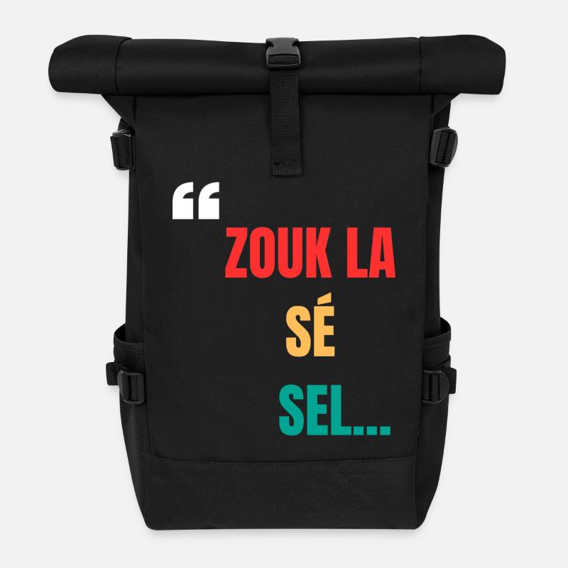 Zouk T-Shirt "Zouk la sé sel médikaman nou ni" - Rolltop Rucksack - Schwarz