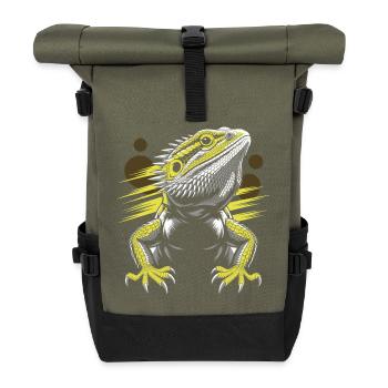 Tête de dragon dragon barbu lézard - Sac à dos roll top - olive/noir - Devant