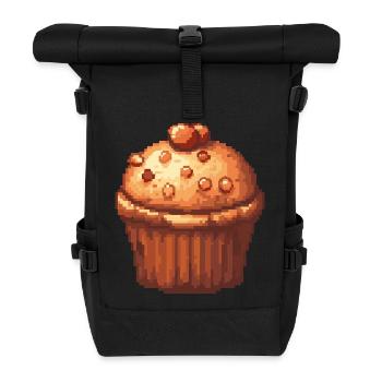 Pixel Muffin Cupcake Retro - Roll Top Backpack - black - Front