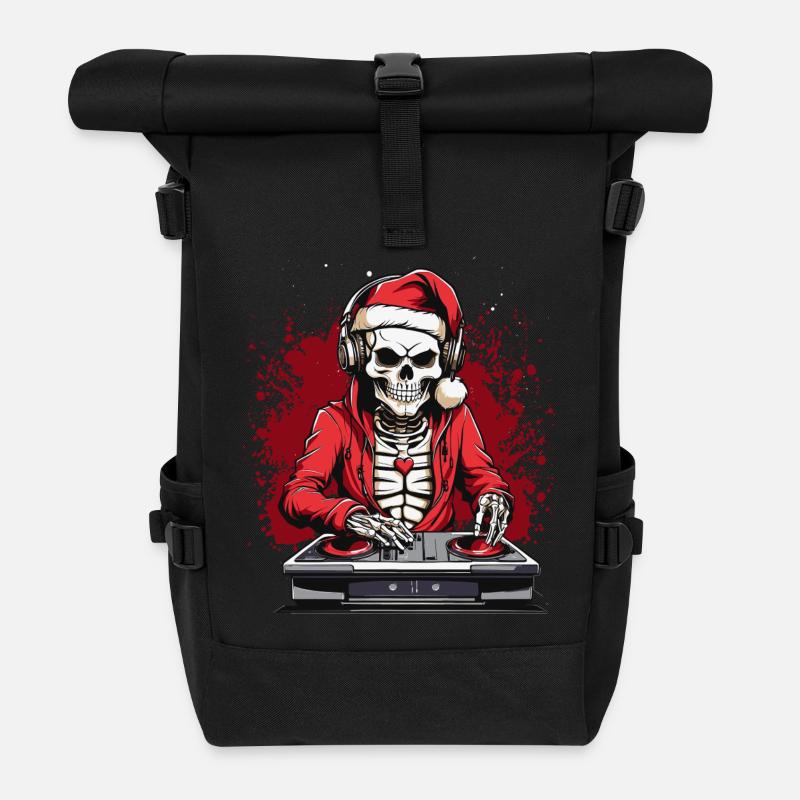 X-mas Skull Dj - Roll Top Backpack - black