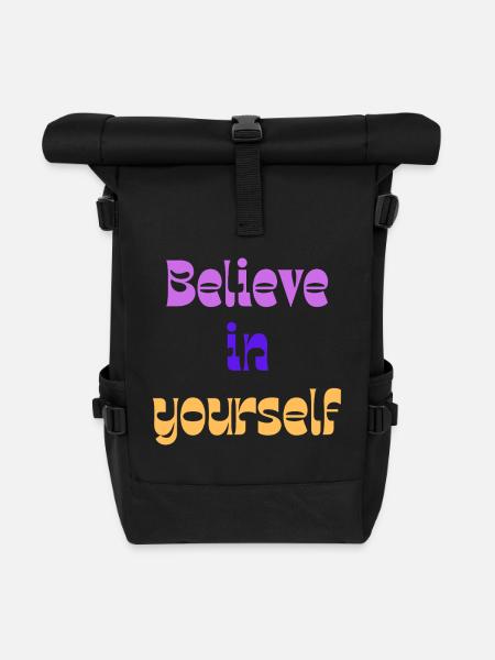 Believe in Yourself Retro Gradient - Roll Top Backpack - black