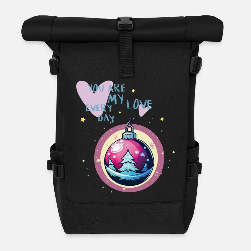 Weihnachtskugel Liebe  - Rolltop Rucksack - Schwarz
