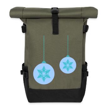 Winterliche Schneeflocken Kugeln - Rolltop Rucksack - Olive/Schwarz - Vorne