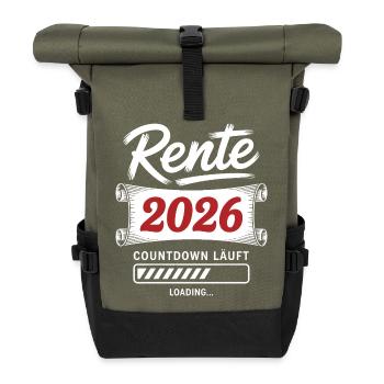 Rente 2026 Countdown Läuft - Rolltop Rucksack - Olive/Schwarz - Vorne