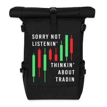 Geld Finanzen Aktien Trading Bitcoin Kapital - Rolltop Rucksack - Schwarz - Vorne