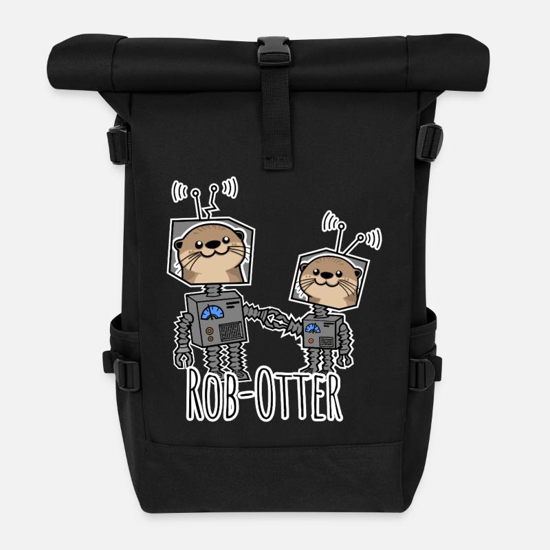 Rob-Otter - Roboter Otter für Technik und Tierfans - Rolltop Rucksack - Schwarz