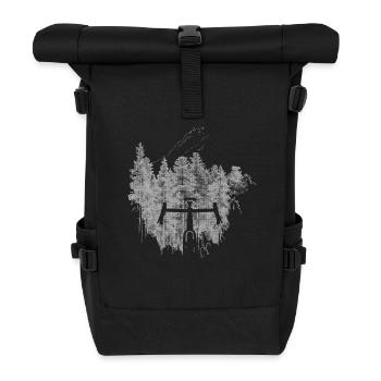 Silhouette bike in the forest - Roll Top Backpack - black - Front