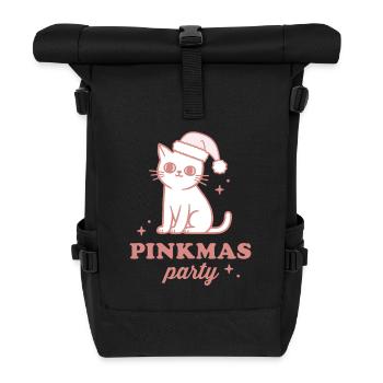 Fête des filles Roses de Noël rose chat drôle - Sac à dos roll top - noir - Devant