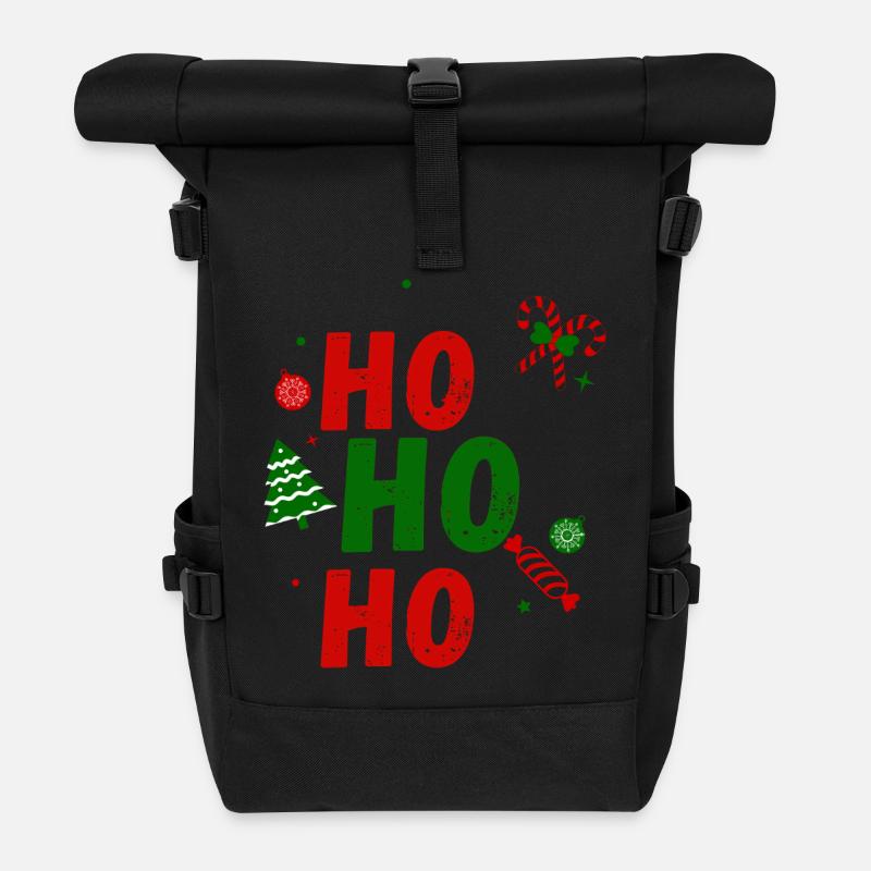 Ho Ho Ho – Santa Christmas T-Shirt - Roll Top Backpack - black