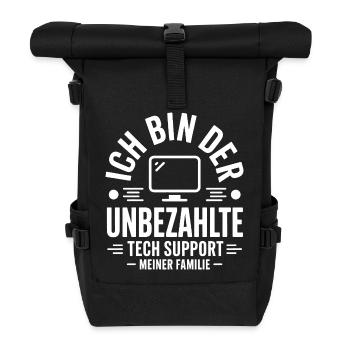 Unpaid Tech Support Family - Roll Top Backpack - black - Front