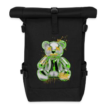 Graffiti Teddybär Rebellion Urban Art - Rolltop Rucksack - Schwarz - Vorne