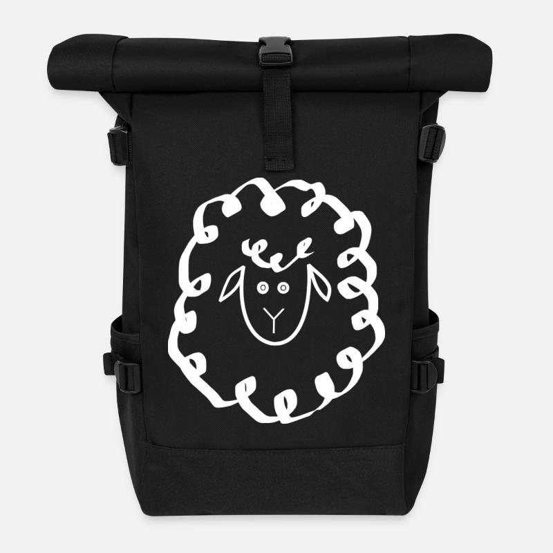 Schaf weiß - Rolltop Rucksack - Schwarz