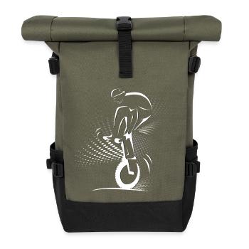 Unicycle | Descendance freestyle en monocycle - Sac à dos roll top - olive/noir - Devant
