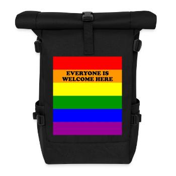 Bannière de la fierté arc-en-ciel inclusive LGBT Tout le monde, c’est nous - Sac à dos roll top - noir - Devant