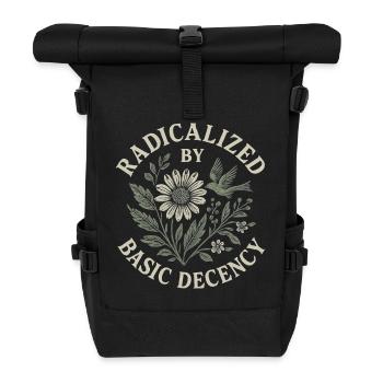 Radicalized By Basic Decency Floral Design - Roll Top Backpack - black - Front