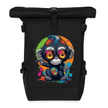Neon Spectacled Monkey Splash - Monkey - Monkey - Roll Top Backpack - black - Front