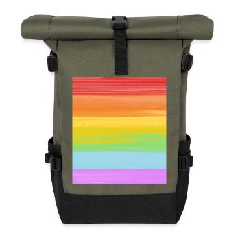 Aquarelle arc-en-ciel - Fierté LGBTQ - Sac à dos roll top - olive/noir - Devant