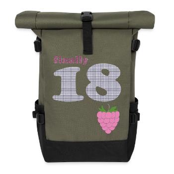 Finally 18 – Berry Plaid Design - Roll Top Backpack - olive/black - Front