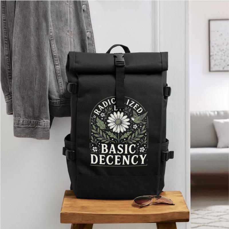 Radicalized by Basic Decency Vintage Blumen Design Rolltop Rucksack