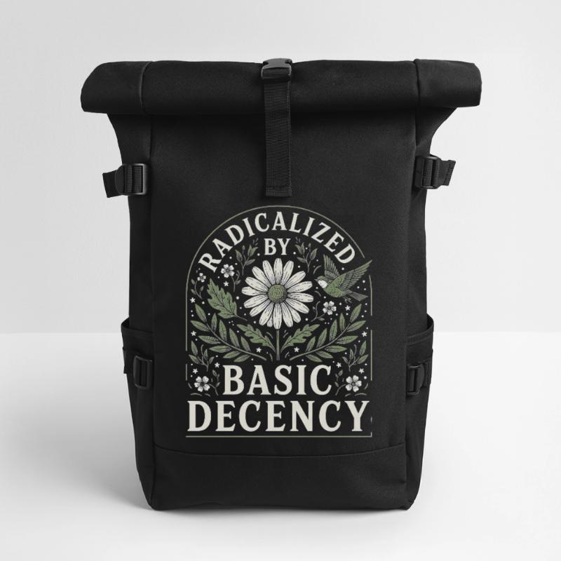Radicalized by Basic Decency Vintage Blumen Design Rolltop Rucksack