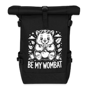 Wombat Cuddly Friend with Leaf Wreath - Roll Top Backpack - black - Front
