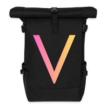 V - Rolltop Rucksack - Schwarz - Vorne