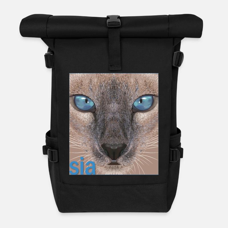 Chat siamois - Sac à dos roll top - noir