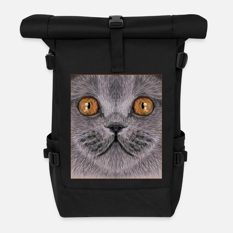 Britisch-Kurzhaar-Katze - Rolltop Rucksack - Schwarz