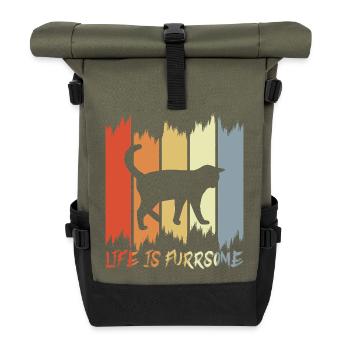 Cats Wit - Roll Top Backpack - olive/black - Front