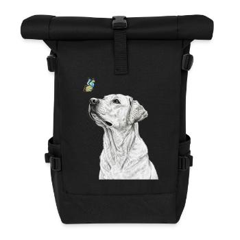 Labrador with butterfly banksy style - Roll Top Backpack - black - Front