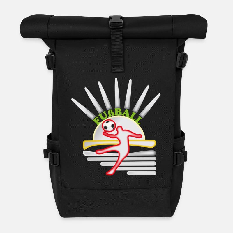 Kicker in sun circle football design - Roll Top Backpack - black