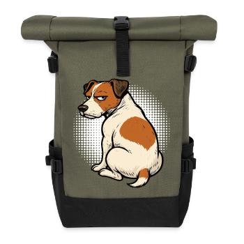 Jack Russel terrier Jack russel Besitzer Jacky - Rolltop Rucksack - Olive/Schwarz - Vorne