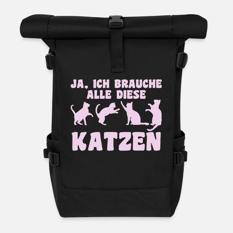 Katze Tier Katzen Geschenk - Rolltop Rucksack - Schwarz