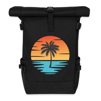 Plage Coucher de soleil - Sac à dos roll top - noir - Devant