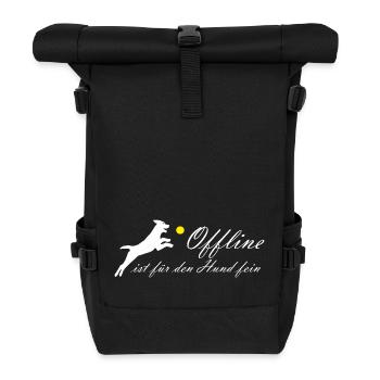 Offline Hund fein Hundeliebhaber Hundehalter - Rolltop Rucksack - Schwarz - Vorne