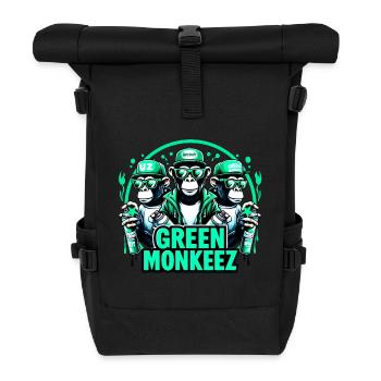 Green Monkeez Sprayer Graffiti Apes - raffstaff ® - Roll Top Backpack - black - Front