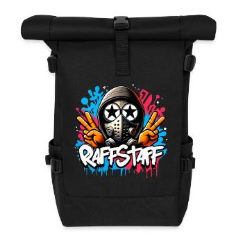 Graffiti Sprayer Peace Maske Sk8 - raffstaff ® - Rolltop Rucksack - Schwarz - Vorne