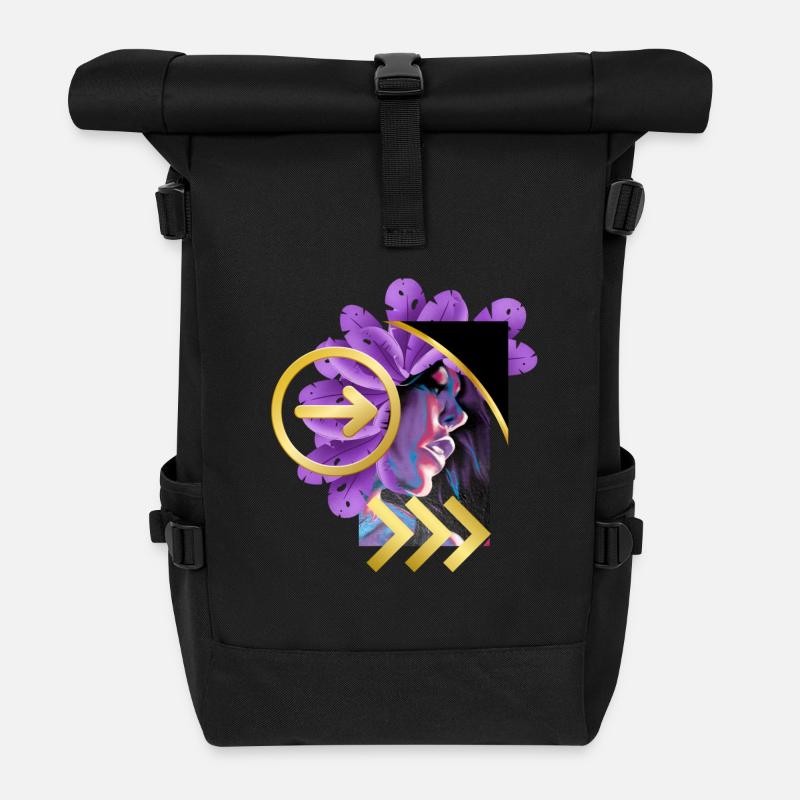 Gold and Face - Rolltop Rucksack - Schwarz