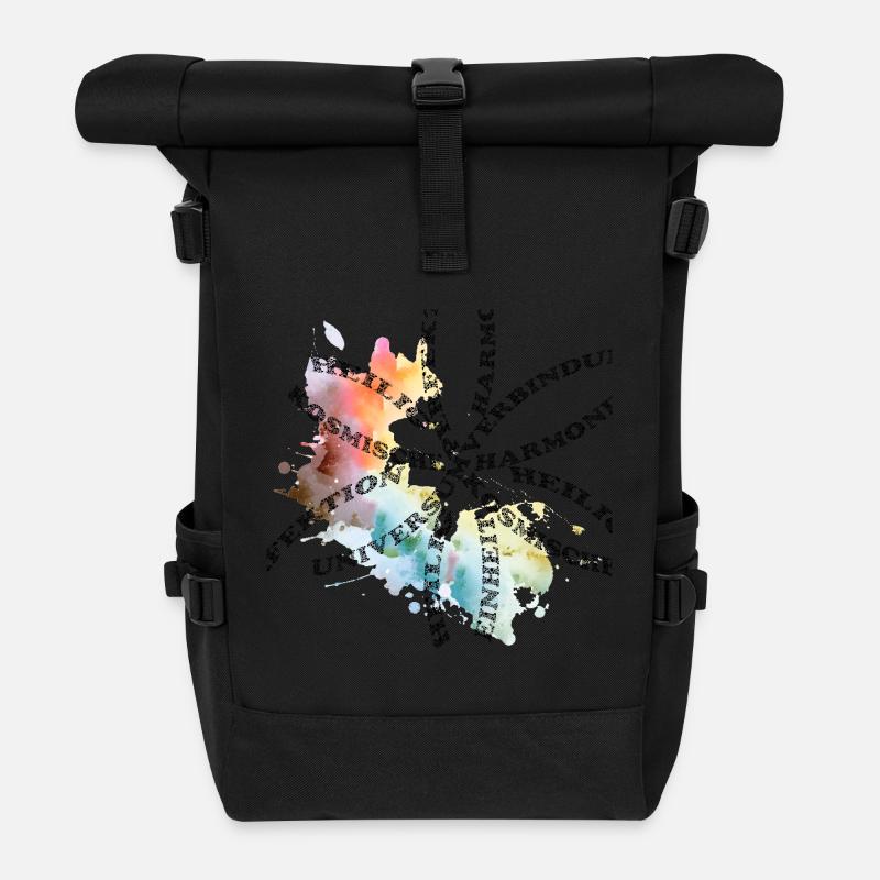 Blumen des Lebens Wasserfarbe - Rolltop Rucksack - Schwarz