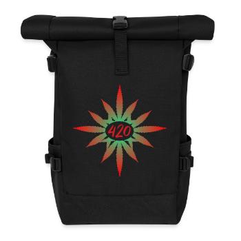 420 Cannabis - Hanf - Marihuana - Weed - Marijuana - Rolltop Rucksack - Schwarz - Vorne