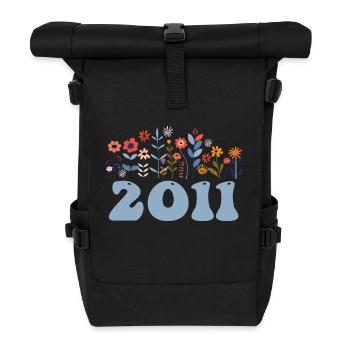 2011 Blumenmuster 2011 Blumen-thema Blumen 2011 - Rolltop Rucksack - Schwarz - Vorne