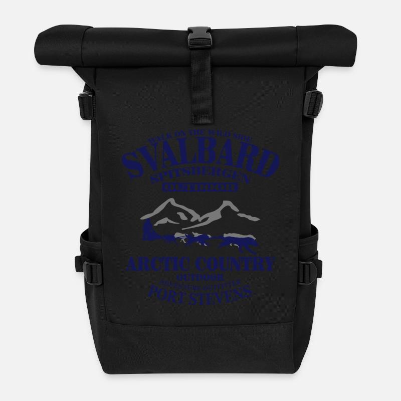 Spitsbergen - Svalbard - Spitzbergen - Huskys - Rolltop Rucksack - Schwarz