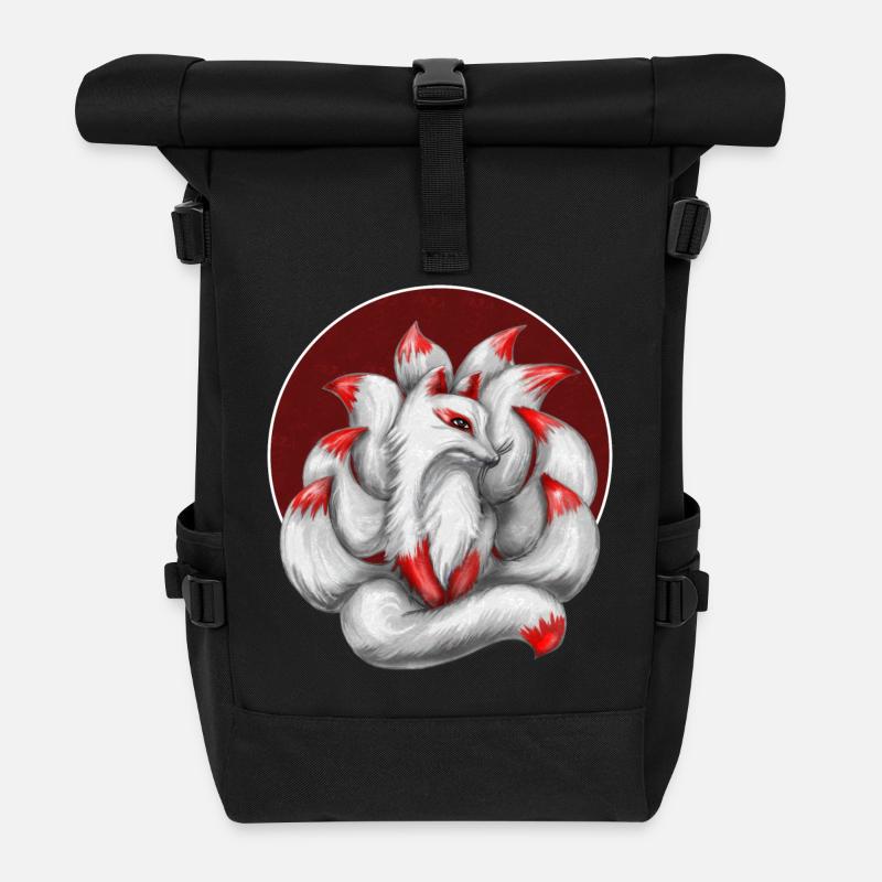 Nine-tailed fox - Roll Top Backpack - black