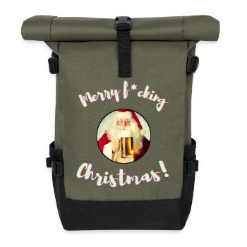 Merry f*cking Christmas! (Censored) - Roll Top Backpack - olive/black - Front